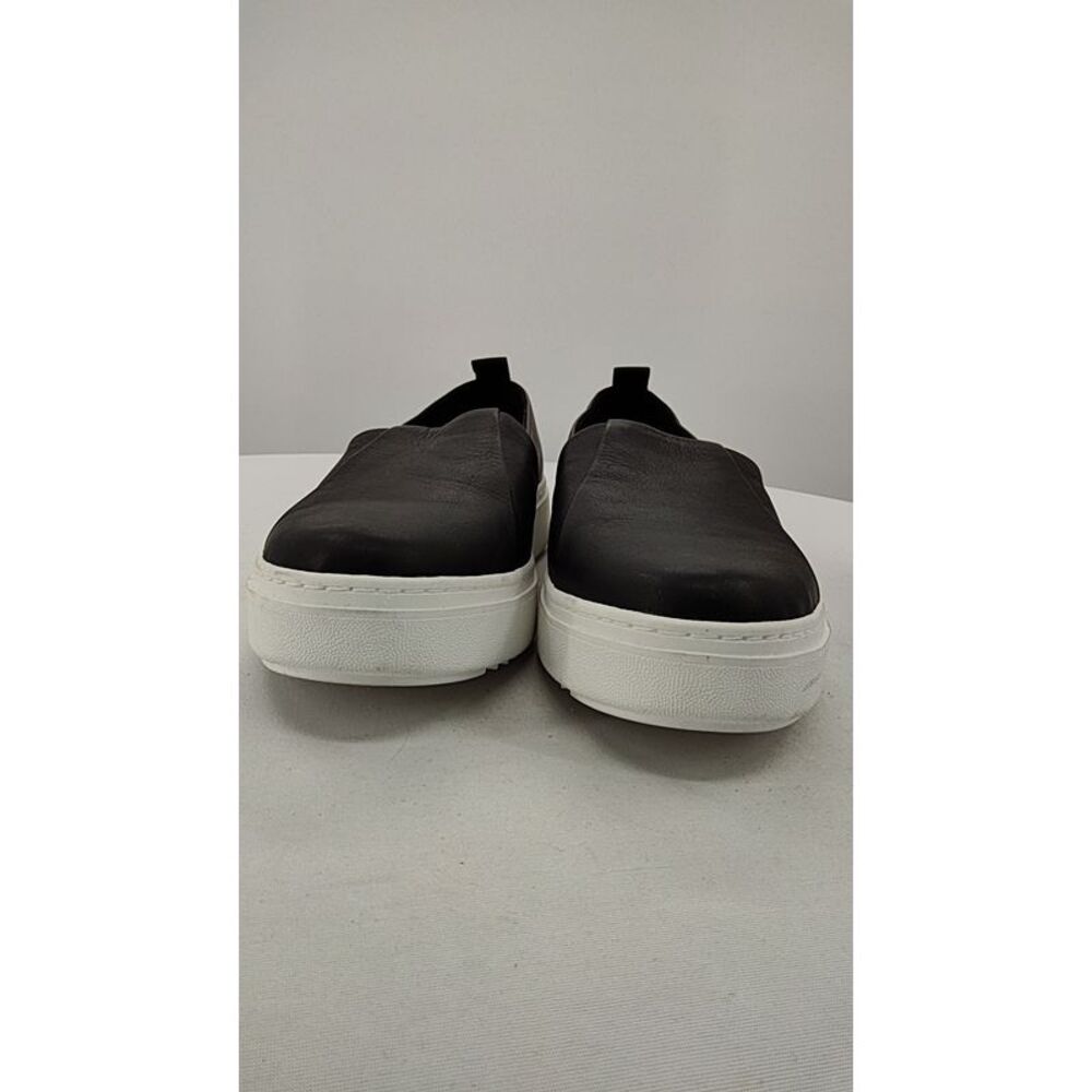 Eileen Fisher Perks Leather Black Slip-On Platform Sneakers - Picture 3 of 6